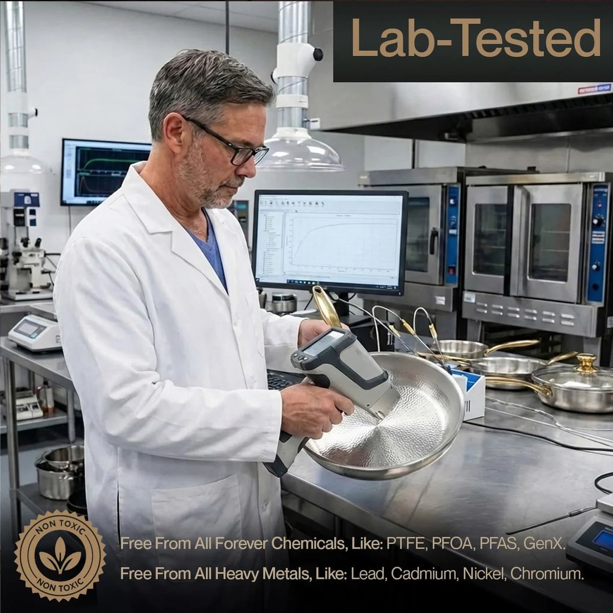 Independently lab-tested titanium pan, free from PFOA, PFAS and PTFE